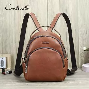 CONTACT S Рюкзаки из натуральной кожи для женщин Школьные сумки Роскошные дизайнерские женские сумки Сумки на плечо Mochila Модный бренд Дорожные сумки