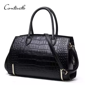 CONTACT S женская кожаная сумка на молнии с тиснением под кожу крокодила