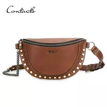 CONTACT S Женские поясные сумки из натуральной кожи Роскошные дизайнерские поясные сумки Сумки через плечо Женские нагрудные сумки Карманные дорожные сумки для телефона коричневый