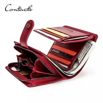 CONTACT S женский компактный бумажник из натуральной кожи красный
