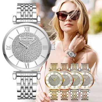 CONTENA Relogio Feminino женские деловые часы Reloj Mujer женские часы из нержавеющей стали с бриллиантами модные женские часы розового золота/серебряный
