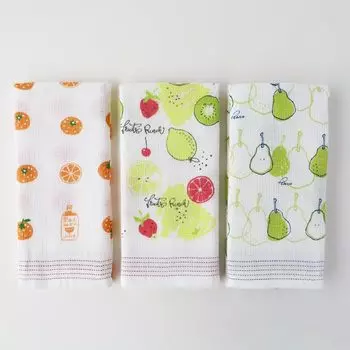 Contex Tenugui Towels Set of 3 Face Towels Fruit and (61451-90) - (Nugoyomi) (Tangerine, Punch, Pear)