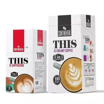 Continental This Creamy + Cappuccino 3 в 1 Premix Instant Coffee 180 г + 312 грамм, порошок, пакетики