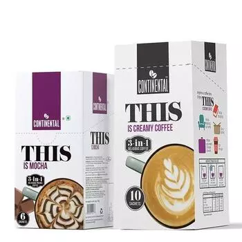 Continental This Creamy + Mocha 3 в 1 Premix Растворимый кофе 180 г + 312 грамм, порошок, пакетики