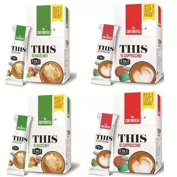 Continental THIS Hazelnut + Cappuccino 3 в 1 Растворимый готовый кофе (132 г * 4 коробки ) (Пакет из 4)