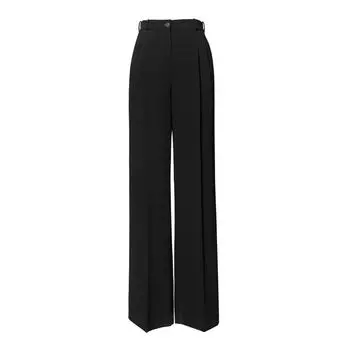 Contraction Trouser Is Gone ~ Sold 2W Pieces of Acetate Small High Waist Straight Drooping Wide-Leg Suit Pants Women s Trousers Summer Black (extended version) 36(S)