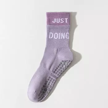 Contrast Color Yoga Socks Children s Tube Socks Cotton Fall Color-Blocking Dance Pilates Professional Silicone Non-Slip Floor Socks 2322Q purple