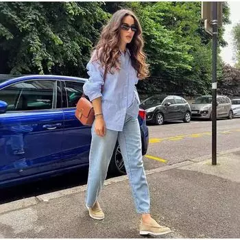 Контрастная полосатая женская рубашка, однобортная, с длинным рукавом, женская рубашка 2025 года, весна-лето, модная свободная универсальная женская блузка S синий