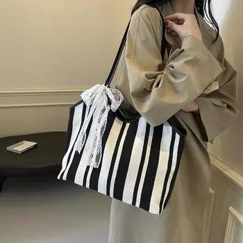 Контрастная полосатая нейлоновая дорожная сумка на молнии, новая супер популярная сумка для отдыха с большой вместимостью из шелкового шарфа и дугообразной наплечной сумки