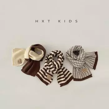 Contrasting Bear Children s Scarf Set Winter Boys and Girls Baby Warm Gloves Two-piece Set