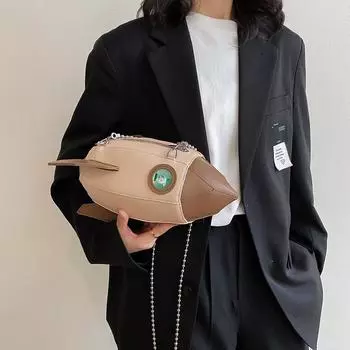 Contrasting color splicing aircraft shape shoulder bag 2024 spring and summer foreign style messenger bag simple rocket women s bag хаки