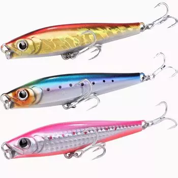 Contyu Sinking Pencil Lure Set 95mm 40g with Lip Penetration Wire Blue Fish Seabass Flounder