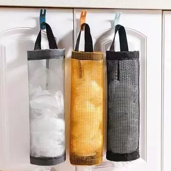 Convenient Sundries Storage Bag Wall Mounted Polyester Polyester Trash Hanging Storage Grocery Organizer Vegetable Holder серый