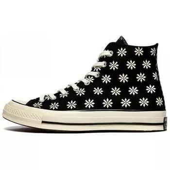 Converse 1970-е Chuck Taylor All Star Круглый носок Шнуровка Высокие Топ Эспадрильи Унисекс Черно-белые 36