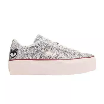 Converse Chiara Ferragni x One Star Platform Ox Glitter Женские кроссовки Silver Glacier-Blue Snow-White 562027C