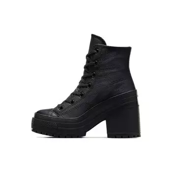 Converse Chuck 70 De Luxe Heel кожаные высокие черные женские кроссовки белые A06145C 37