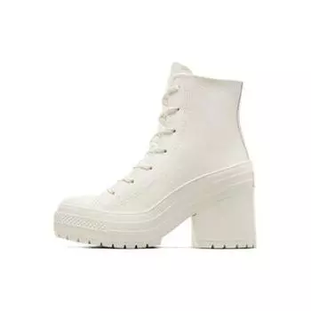Converse Chuck 70 De Luxe Heel кожаные высокие кеды Egret мужские кремово-серебристые A07127C 35