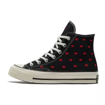 Converse Chuck 70 Embroidered Lips High Love Me - Кроссовки унисекс черные University-Red Egret A01600C 36