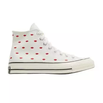 Converse Chuck 70 Embroidery Lips High Love Me - Винтажные белые кроссовки унисекс Университетский красный A01601C 35