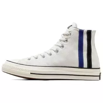 Converse Chuck 70 High Archival Stripes - винтажные белые унисекс-кеды кремово-синие черные A08725C 44.5