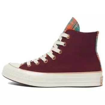 Converse Chuck 70 High Canvas & Plaid - Deep Bordeaux Women Sneakers Purple Egret A12452C 42