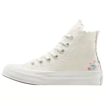 Converse Chuck 70 High Embroidered Flowers Unisex Sneakers Cream Egret Watermelon-Pink A13541C 36