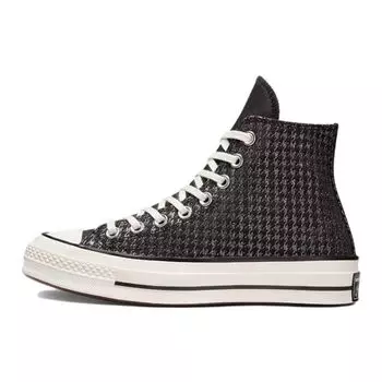Converse Chuck 70 High Houndstooth Shine - черные кроссовки унисекс Pure-Silver Egret A04277C 35