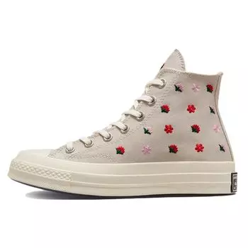 Converse Chuck 70 High с цветочной вышивкой Женские кроссовки Светло-коричневые Desert-Sand Egret A02201C 36