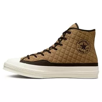 Converse Chuck 70 High стеганые - кроссовки унисекс Sand Dune коричнево-черные Egret A01398C 46.5