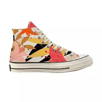 Converse Chuck 70 High Vintage Floral - Разноцветные женские кроссовки Orange Pink Egret 568374C