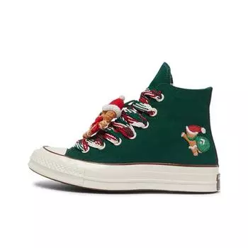 Converse Chuck 70 High X-Mas Gingerbread & Knit Sock - Midnight Clover Мужские кроссовки Green Egret Bear-Nap A12455C 35