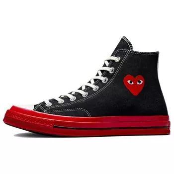 Converse Chuck Taylor All Star 70 Hi Comme Des Garcons Play Black Red Midsole 36.5