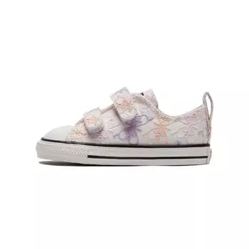 Converse Chuck Taylor All Star Easy-On Low TD с вышивкой бабочки - бледно-аметистовые детские кроссовки белого малинового оттенка A01618C 21