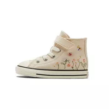 Converse Chuck Taylor All Star Easy-On High TD с вышитым цветочным принтом - детские кроссовки цвета натуральной слоновой кости Белый Черный A01617C 20