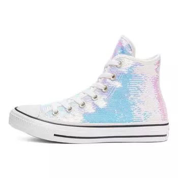 Converse Chuck Taylor All Star High Mini Sequins Женские кроссовки Silver Vintage-White Black 566600C