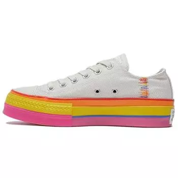 Converse Chuck Taylor All Star Lift Low Rainbow - Винтажные белые женские кроссовки Pale-Putty 564992C