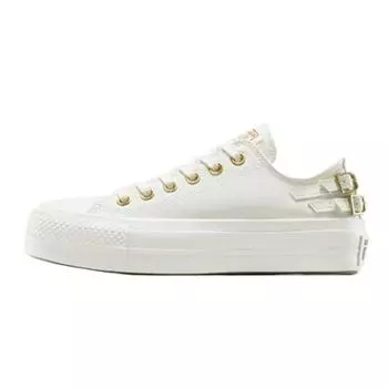 Converse Chuck Taylor All Star Lift Platform Low Buckle Women Sneakers Cream Egret Black A11866C 38