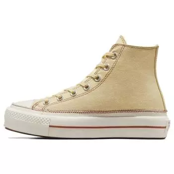 Converse Chuck Taylor All Star Lift Platform с контрастной строчкой - женские кроссовки с открытыми кунжутами кремового цвета Egret Clay-Pot A04659C 35