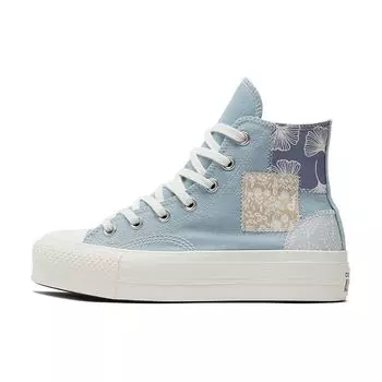 Converse Chuck Taylor All Star Lift Platform Высокие джинсовые лоскутные женские кроссовки Blue Egret A06821C 35