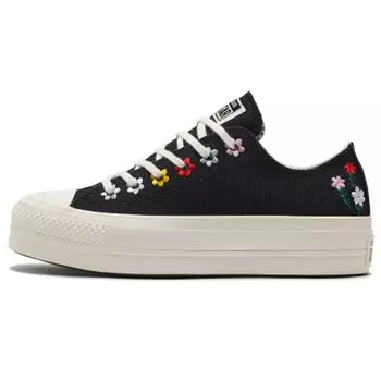 Converse Chuck Taylor All Star Lift Platform Низкие женские кроссовки с цветочной вышивкой Черные разноцветные цапли A02566C 40