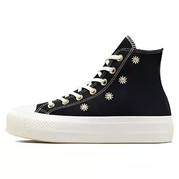 Converse Chuck Taylor All Star Lift Platform Высокие праздничные женские кроссовки с цветочным принтом Black Egret Светло-Золотой A06115C 37