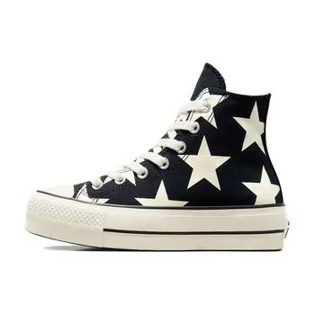 Converse Chuck Taylor All Star Lift Platform High Large Stars женские кроссовки черные, натурально-слоновая кость Egret A09903C 35