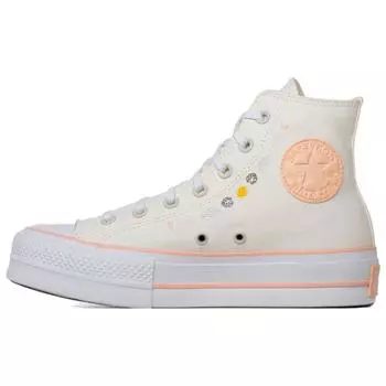 Converse Chuck Taylor All Star Lift Platform Женские кроссовки с высокой цветочной вышивкой кремовый Egret Cheeky-Coral A03516C 35