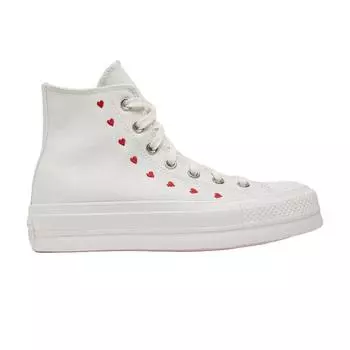 Converse Chuck Taylor All Star Lift Platform High Embroidery Hearts — белые женские кроссовки винтажно-белые университетски-красные A01599C 36