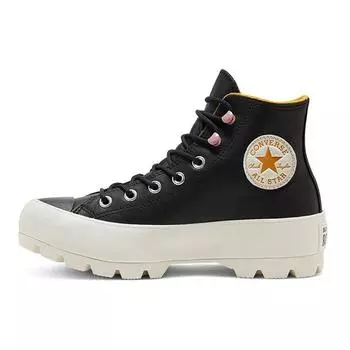 Converse Chuck Taylor All Star Lugged Winter High GTX Черные шафранно-желтые женские кроссовки Egret 568763C