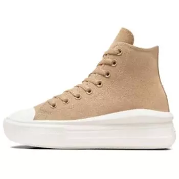 Converse Chuck Taylor All Star Move Platform High Colorful Suede - женские кроссовки цвета кофе и рома Tan Egret Black A11145C 39