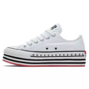 Converse Chuck Taylor All Star Platform Layer Low Logo Play - Белые женские кроссовки Черные 566762C