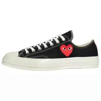 Converse Comme des Garons PLAY x Chuck 70 Low Single Heart — черные кроссовки унисекс Red Egret A08804C 39