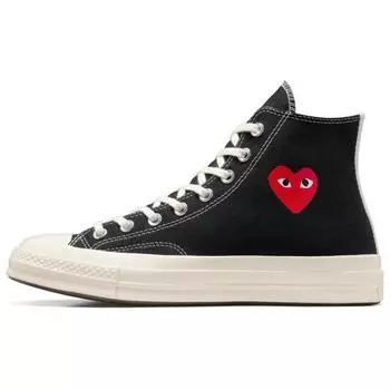 Converse Comme des Garons PLAY x Chuck 70 High Single Heart — черные кроссовки унисекс Red Egret A08801C 39