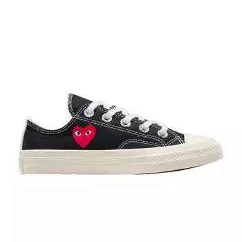 Converse Comme des Garons PLAY x Chuck 70 Low PS Single Heart - черные детские кеды Egret Red A08806C 31
